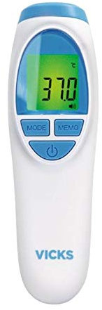 Vicks VNT200EU Thermometer with No Touch Technology (Clinically Tested Accuracy, Fever InSight, Quiet Mode, Fast Measurement)