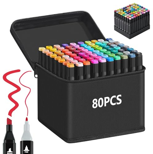 Alcohol Markers, Colouring Pens for Adult, Dual Tip Art Markers, Decotime Twin Markers, Marker Pens Supplies Perfect for Painting, Coloring, Sketching and Drawing
