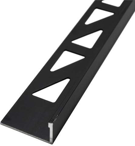 Dalsys Fliesenschiene L Profil 2,5m x 10mm Schwarz Aluminium | Fliesenprofil Winkelprofil Alu eloxiert, Abschlussleiste Fliesenabschlussprofil, Fliesen Eckschutzschiene