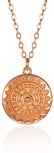 ZAVANA Runde Scheiben-Halskette, Halskette mit rundem Mandala Anhänger. Zierliche Halskette mit glänzendem Anhänger für Damen und Teenager Mädchen. Hochwertiger Modeschmuck für Frauen.