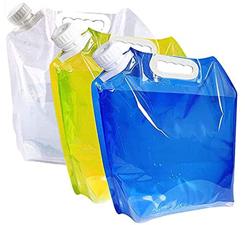 LUMoony 3Pcs Wasserkanister Faltbar 5L Faltkanister Wasserbehälter Outdoor Wasserbehälter Umweltschutz Wiederverwendbarer Wassersack Faltbare Wasserbeutel für Wandern Travel Picknick Travel BBQ