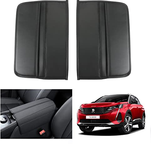 GAFAT Peugeot 3008 5008 508 2016-2024/C5 Aircross DS7 Crossback 2018-2025 Housse d'Accoudoirs, Housse de Coussin pour Accoudoir de Console Centrale en Cuir PU (Noir)