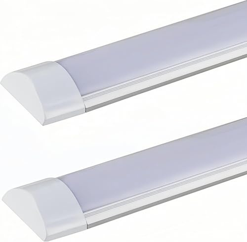 LEDUNI Pantalla Luminaria LED integrado, 120cm 40W Alta Luminosidad 3000 lumenes Ideal para Zonas de Trabajo, Industria, Hogar, Garaje, Supermercado, Taller, Hospital (2 Unidad, 4000K Luz Neutra)
