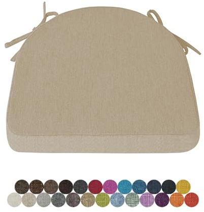 Lsjoaw 1 Stück Stuhlkissen Sitzkissen Stuhl 40X38X38X5 Sitzpolster mit Bindeband Rutschfestes Zierkissen Gartenkissen Halbrund Auflage für Stühle Indoor/Outdoor Sitzauflage,Light Grey