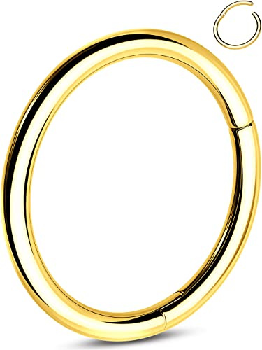 OUFER 18G 1.0mm Nasenpiercing Titan Gold Nasenring Nasen Helix Piercing Hoop Nase Nostril Stecker Nasenstecker Schmuck Rook Tragus Conch Daith Earring Frauen Männer 8mm