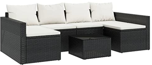 vidaXL Loungegrupp med dynor 2 delar svart konstrotting, trädgårdsuppsättningar, trädgårdsmöbler set, loungeset för uteplatsen, lounge set