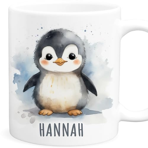 Pinguin Tasse personalisiert mit Namen lustige Kaffeetasse aus Keramik | Personalisiert, hochwertige Keramik, spülmaschinen- & mikrowellengeeignet, Pinguintasse, Namenstasse