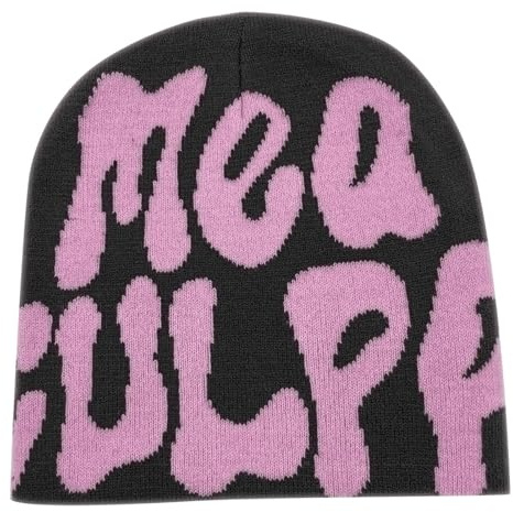 Y2k - Berretto da uomo e da donna, per adolescenti, Y2k, invernale, lavorato a maglia, in cotone, con stampa Y2k, colore rosa Harajuku