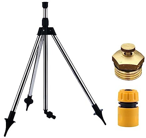 Trípode aspersor de Patio, trípode Giratorio de 360 Grados, aspersor de Agua telescópico con trípode Plegable Duradero para Patio de jardín
