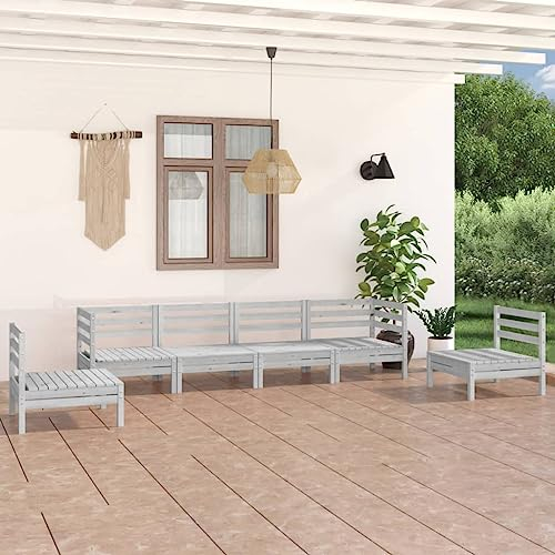 DYRJDJWIDHW europaletten,gartenmöbel Set,palettenkissen,6-TLG. Garten-Lounge-Set Weiß Kiefer MassivholzGeeignet für Garten, Swimmingpool, Wohnzimmer, Terrasse