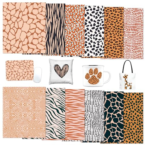 Tintnut Sublimations-Transferpapier mit Tierdruck, 12 Blatt, 30,5 x 25,4 cm, Leopardenmuster, Sublimations-Transfer-Tintenblätter, kompatibel mit Cricut, für selbstgemachte Tassen, Becher