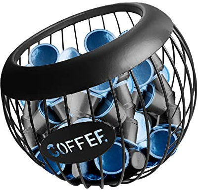 Zjyufy Large Capacity Coffee Pod Storage Basket, Metal Coffee Capsule Storage Holder Rack