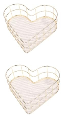 SAFIGLE 2stücke Wrought Iron Heart Shaped Storage Tray Goldene Metallablage Für Schmuck Deko Und Aufbewahrung Nordic Minimalistisches Design Für Hochzeit Geburtstag Und Valentinstag
