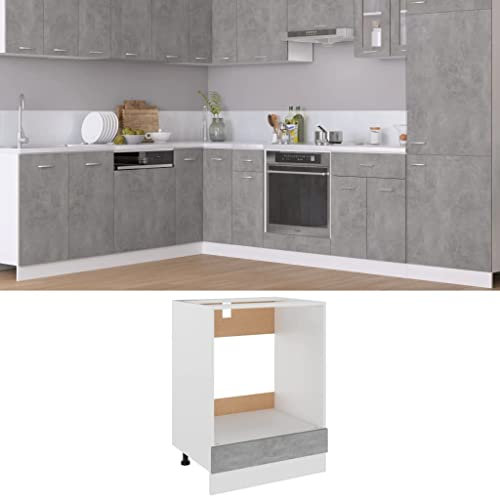 CINDERFUL Herdumbauschrank Betongrau 60x46x81,5 cm Holzwerkstoff,Betongrauer Einbauküchenschrank mit Stauraum und Vorrichtung für Wandbefestigung Küche, Haushalt & Wohnen Möbel