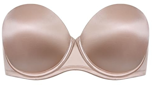 DotVol Women's Multiway Push Up Convertible Underwire Strapless Bra Thick Padded Everyday Bra(Beige,34D)