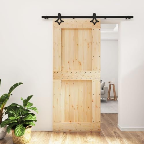 IKAYAA Schiebetür Komplettset mit Beschlag - Schiebetüren Holz - Trennwände Holzchiebetür Komplettset 90x210 cm GG3R65