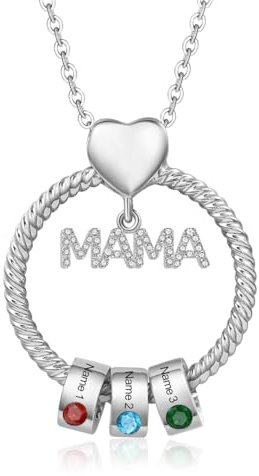 Wamantic Kette Damen Geschenke für Mama - Personalisierte Gold/Silber MAMA Ketten mit 1–5 Namen Halskette Schmuck Charms Anhänger für Mutter Tochter Weihnachten Muttertag Geburtstag