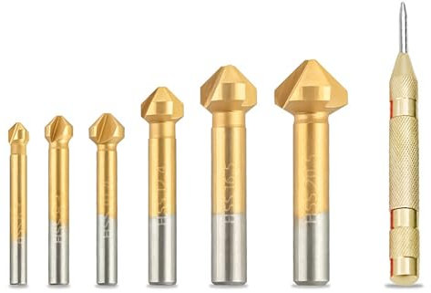 6/7 Stück 90 Grad 3 Rillen 6,3–20,5 mm Kegelsenker Bohrer Fasenfräser Schaftfräser Schneidwerkzeug Arbeitsset