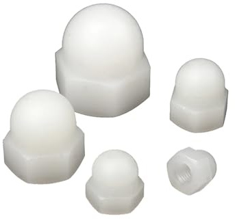 KSeSii 2–50 Stück Nylon-Hutmuttern mit Eichelkappen, weiß/schwarz, Sechskantmutter aus Kunststoff, M3, M4, M5, M6, M8, M10, M12, M14, M16, M18, M20, for Isolierungszwecke(White,M6 20pcs)