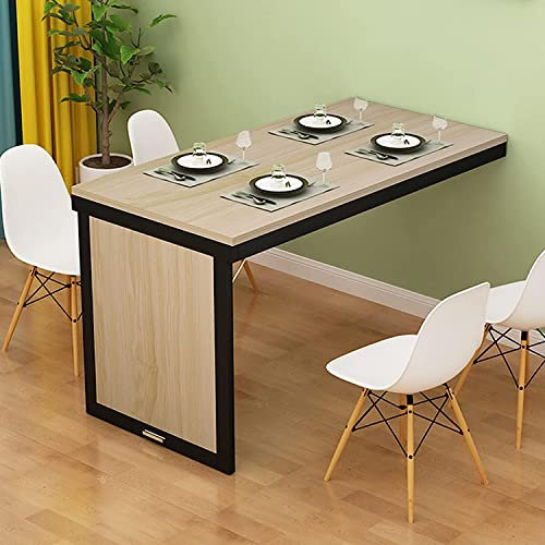 Klappbarer Esstisch für kleine Räume, wandelbarer Schreibtisch für Büro, Schlafzimmer, Küche, kompakter MDF-Wandtisch, Weiß + Schwarz, 90 x 40 cm