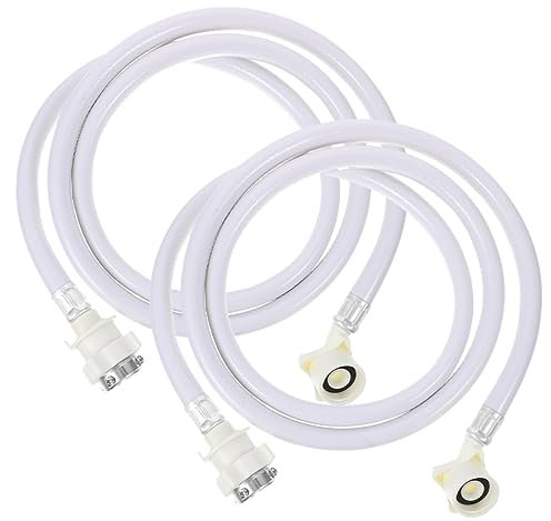 BUGUUYO 2pcs Washer Hose Extension Washing Machine Water Inlet Pipe PVC Stainless Steel Bend Joint Easy Install