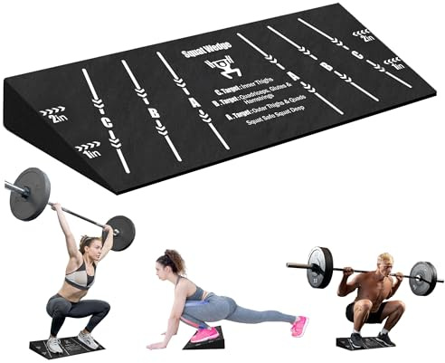 Squat Wedge Block One Piece: Heel Elevated Slant Board for Squats Exercises Deadlift Weightliting for Home & Gym with Guide