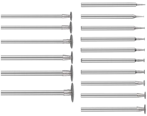 16 Pcs Shank T Shape Head Diamond Grinding Burr Drill Bits Sets Engraving Carving Polishing Glass Jade Stone Drill Bit for Dremel Rotary Tools (Shank Length include 2.35mm and 3.00mm)