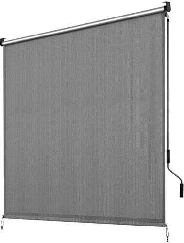 LIFERUN Vertikal markis 240 x 240 cm, vertikal markis, HDPE-skuggduk för terrasspergola, balkongmarkis, aluminiumrör med trådlös vevdrift, för balkong, terrass, trädgård, veranda, 1 st