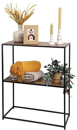 Well Home Mesa Auxiliar de Hierro con estantes de MDF 70x31x85cm