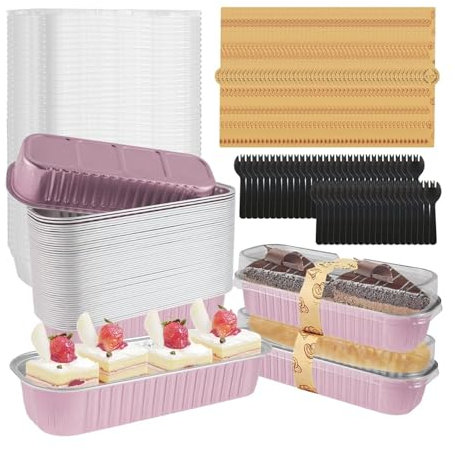 JCXIOC Plaque De Cuisson en Aluminium Lot de 100 moules à Pain en Aluminium, moules à pâtisserie, moules à Muffins, moules à Cupcakes, Accessoires de Cuisine pour La Cuisson(Pink,100pcs)