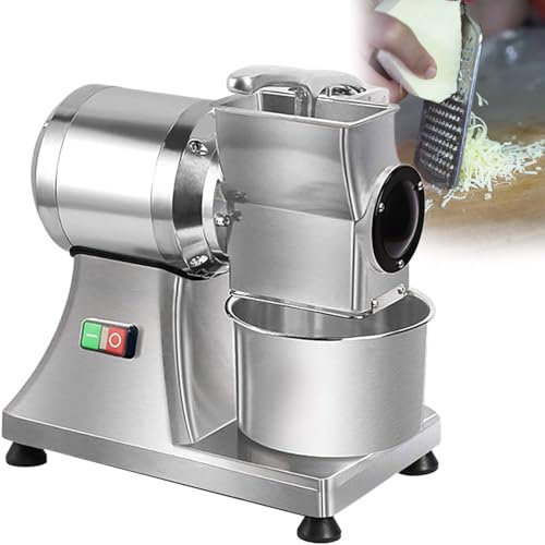 GESAIDES Rallador de Queso Eléctrico, Triturador de Ensaladas, Rallador de Frutas Electrónico, Rallador de Queso para Uso Doméstico en la Cocina, Rallador Eléctrico de Acero Inoxidable