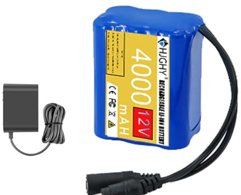 HJGHY DC Rechargeable Lithium Battery Pack 12V 2000mAh 2500mAh 3000mAh 4000mAh 5000mAh 6000mAh 8000mAh Replacement Lithium-ion Batteries,12V,4000mAh