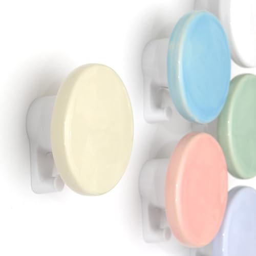 bomidé - Wandhaken Keramik rund – Handgemacht in Portugal, Garderobenhaken für Wand, Bad & Küche (2x Beige)