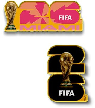 HONAV Paquete de pines de solapa de la Copa Mundial de la FIFA 2026 Miami Host City, recuerdo coleccionable con licencia oficial, regalo y recuerdo de evento (paquete de 2)