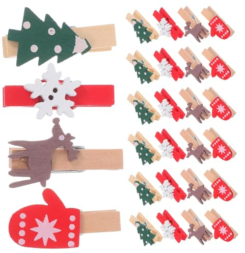 iplusmile 100pezzi Mollette Natalizie in Legno Clip per Foto di Alberi di Natale Mollette da Bucato in Legno Piccole per Lavoretti Decorative per Stendere i Panni