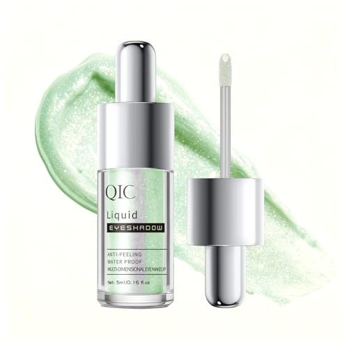 QIC liquid eyeshadow,flüssiger lidschatten Grün,glitzer lidschatten,Metallischer Glanz, intensive Farbabgabe, schimmernder Effekt, funkelndes Augen-Make-up, #08 Aurora