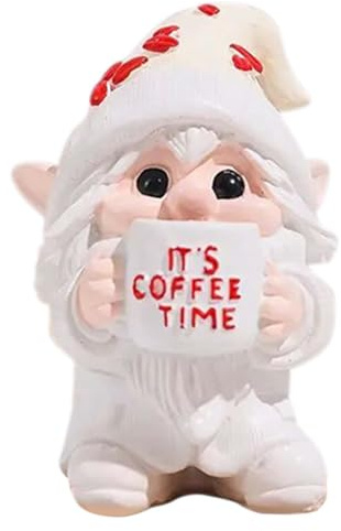 Generisch Small Garden Gnomes Figures Coffee Home Decorations Resin Sculpture for Use in Home Kitchen Living Room Bedroom on Fireplace Counter at Celebrations Holidays and Parties