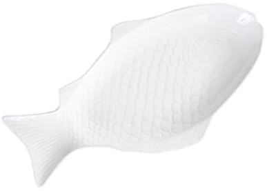 DEARMAMY Assiette Poisson Créative Porcelaine Blanche pour Service et Présentation Plateau Compact Multifonction pour Sushi et Repas Maison Restaurant