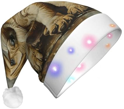 JBJGKHLP Gorro de Navidad con diseño de perro para adultos, accesorio de fiesta, celebración, gorro de Navidad