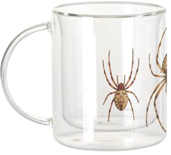 Fabulous Mug Verre Double Paroi - Araignées Américaines Biologie Illustration Ancienne - Tasse a Cafe et The Isotherme 330ml Effet Suspendu Anti-Brulure Imprime en France