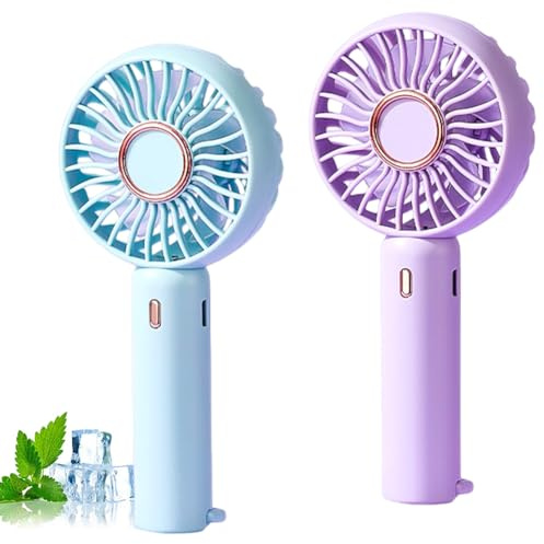 Spiritzohic Hand Held Fan, 2PCS Portable Handheld Fan USB Rechargeable Fans with 3 Speeds Mini Foldable Fans USB HandheldFan Desk Desktopfan for Home Office Bedroom Outdoor Travel