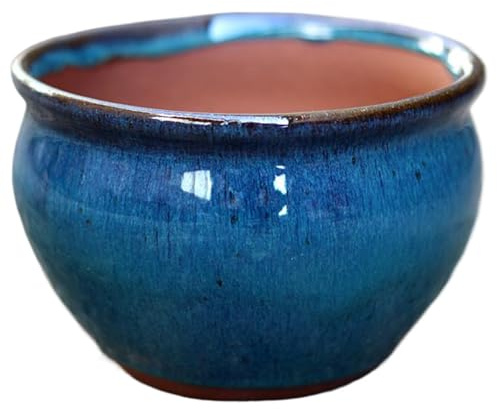 Hotainoys Macetas violetas africanas, macetas Redondas de cerámica de 5, 5 Pulgadas, Maceta Azul caribeña para orquídeas, Flores, Hierbas, Cactus, cerámica para Plantas