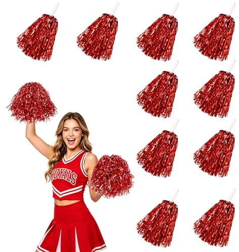 Hbzunt 10 Stück Cheerleading Pom Poms, Cheerleader Pompons mit Handle, Pompoms Cheerleading für Sportveranstaltungen, Ballspiele, Tänze, Karnevalspartys Verwendet
