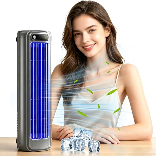 GXJIXf 2026 New Cooling Ace Mini Portable Air Conditioner, USB Rechargeable Tower Fan, for Bedroom Living Room Kitchen Office Home (Black)
