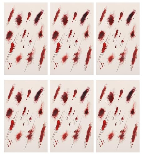 Lurrose 6pcs Autocollants Faux Cicatrices Halloween Rouge en Papier Transfert D'eau, Design Réaliste, Imperméables et Confortables, pour Maquillage Vampire et Événements Costumés