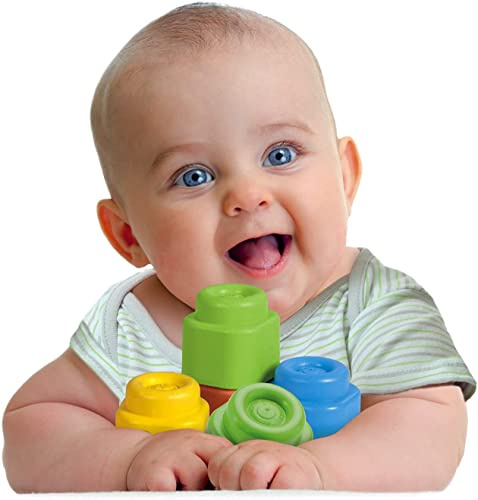 Clementoni 14706 Clemmy Bausteine, buntes Soft-Block Set, weiches Motorikspielzeug, Babyspielzeug zum Greifen & Beißen, 12 Blöcke für Kleinkinder ab 6 Monaten
