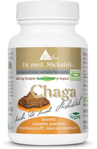 Chaga nach Dr. Michalzik, 1260 mg Chaga-Extrakt, 60 Kapseln | 1260 mg Chaga-Extrakt • vegane Kapseln • eigene deutsche Produktion • ohne Zusätze