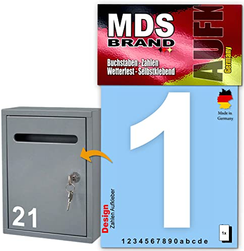 Basics von MDS Brand 10cm Zahlen Aufkleber – Selbstklebende, langlebige Buchstaben für Briefkasten, Mülltonne & mehr | Perfekt für Innen & Außenanwendungen (Weiss-1)