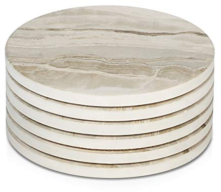 LIFVER Untersetzer Gläser, 6er Glasuntersetzer Set im Marmor-Stil, Saugfähige Untersetzer mit Korkboden, Keramik Untersetzer für Wohnkultur, Weihnachten, für Bars, Cafés, Haus, Party, Büro