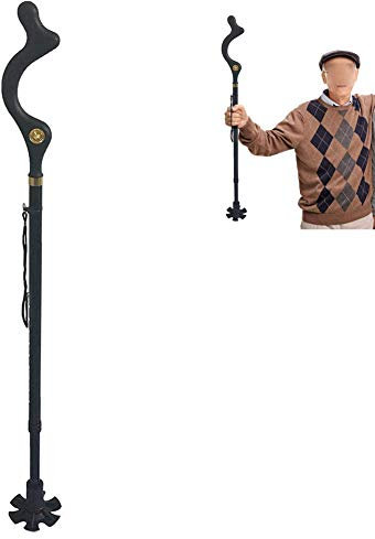 Bâton Pliant Marche Femmes Hommes Hauteur Ajustable Portable Canne À Posture Légère Béquilles Pliantes Non Glissante Personnes Âgées Randonnée Pédestre / Trekking / Voyage / Accueil (Noir),Telescopic